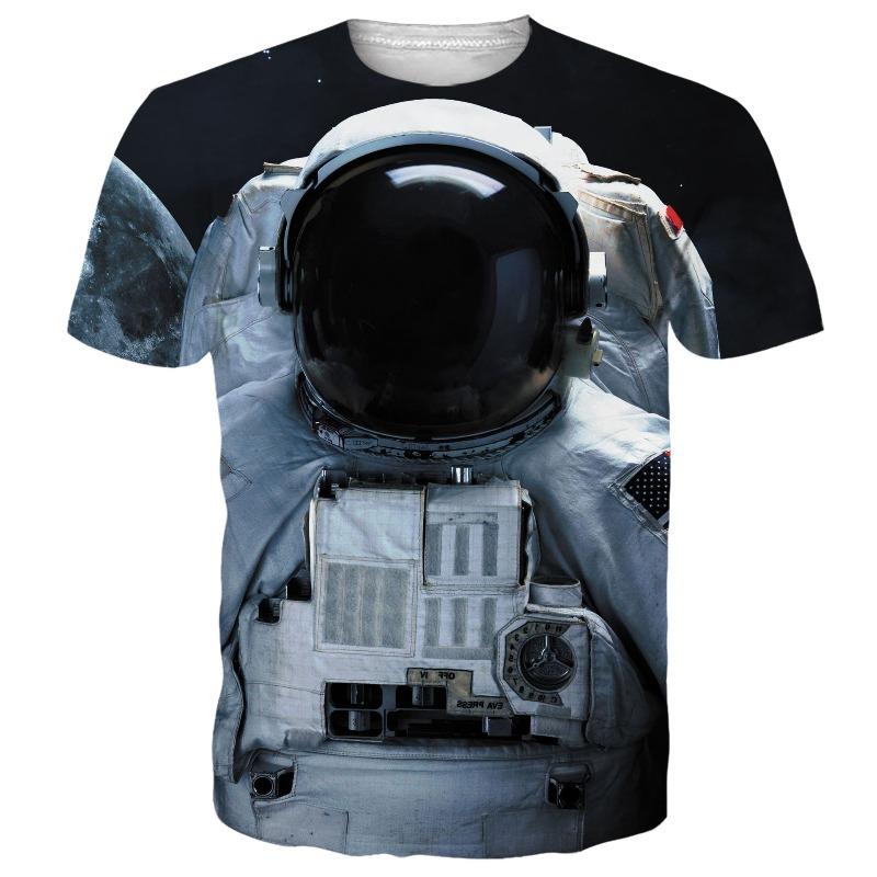 

Summer Casual Fashion Plus Size 3D Astronaut Color Printed Loose T-shirt- Soft Medium Elastic Polyester Fiber Fabric Summer Loose Casual Wear 6XL