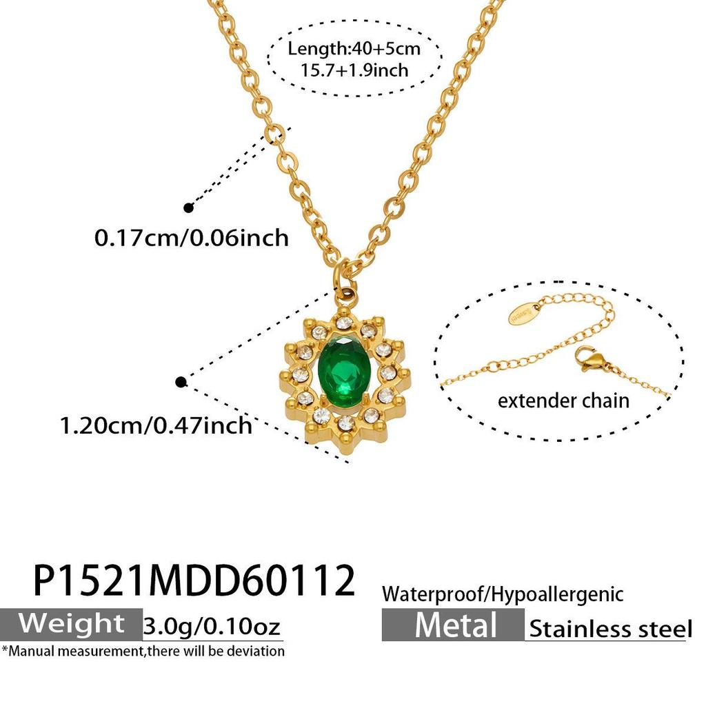 Douyin Trend Wassertropfen Strass Zirkon Anhänger Halskette & Ohrringe Damen Set, 18 Karat Vergoldeter Edelstahl.
