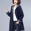 Lässige Jacke Windbreaker Damen Mittellang Frühling und Herbst Damen Tasche Locker Koreanische Version Kapuzenjacke Damen