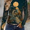 Womens Long Sleeve Crew Neck T-Shirt With 3D Flamingo Print Soft Milk Silk Fabric Loose Fit Casual 2025