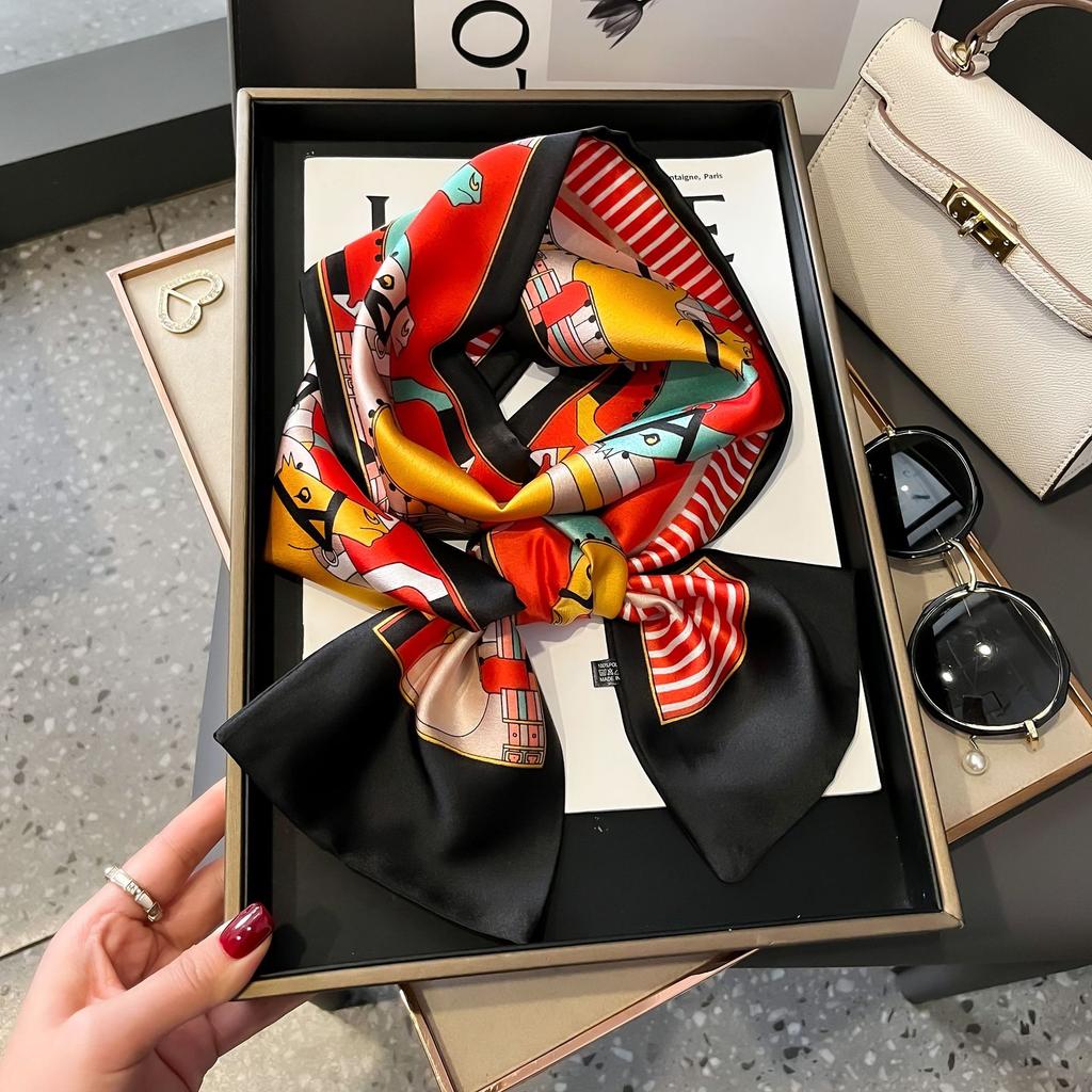 Luxury Design Long Silk Scarf Bag Tie Women Neck Skinny Scarves Hair band Foulard Horse Print Brand Lady Neckerchief Ribbon