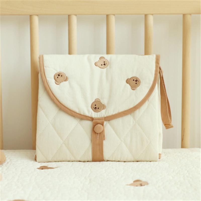 70*50cm Portable Baby Changing Pad Ins Cute Cartoon Foldable Diaper Mat Waterproof Nursery Station for Travel Storage Pocket