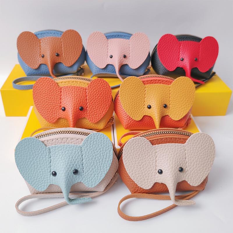 Pu Leather Baby Elephant Coin Purse Women'S Bag Pendant Creative Card Holder Storage Lipstick Envelope Zipper Money Bag