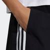 Adidas Color Block Three Stripe Wide Leg Mid Rise Loose Fit Cropped Casual Pants Women Bottoms Black H45101