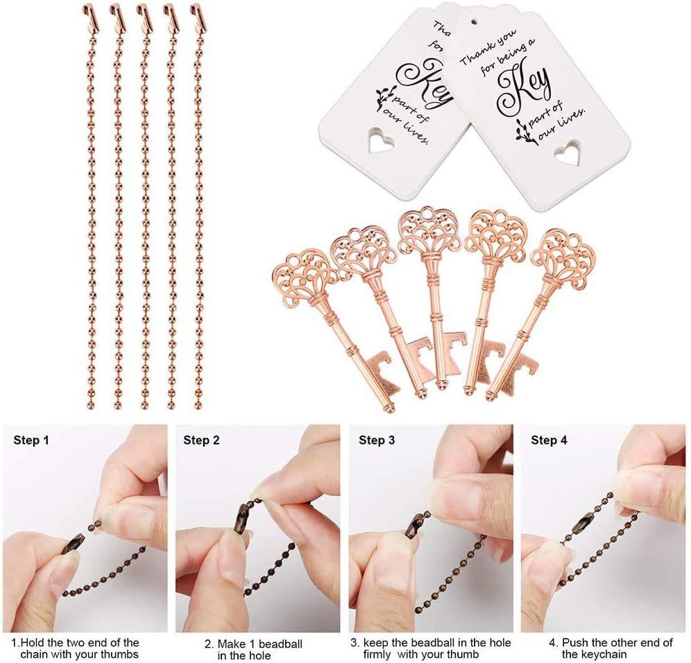 Vintage Key Style Bottle Opener, 50-Pack for Weddings & Parties