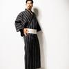 Shoji M33525N Shijira Yukata with and Set [Mitsuhashi Co., Ltd.] Men's Obi, One-Touch Obi, 2-Piece Set, 3-Piece (LL, Black)