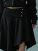 Lupeu Star Rivet Asymmetrical Midi Skirt Black