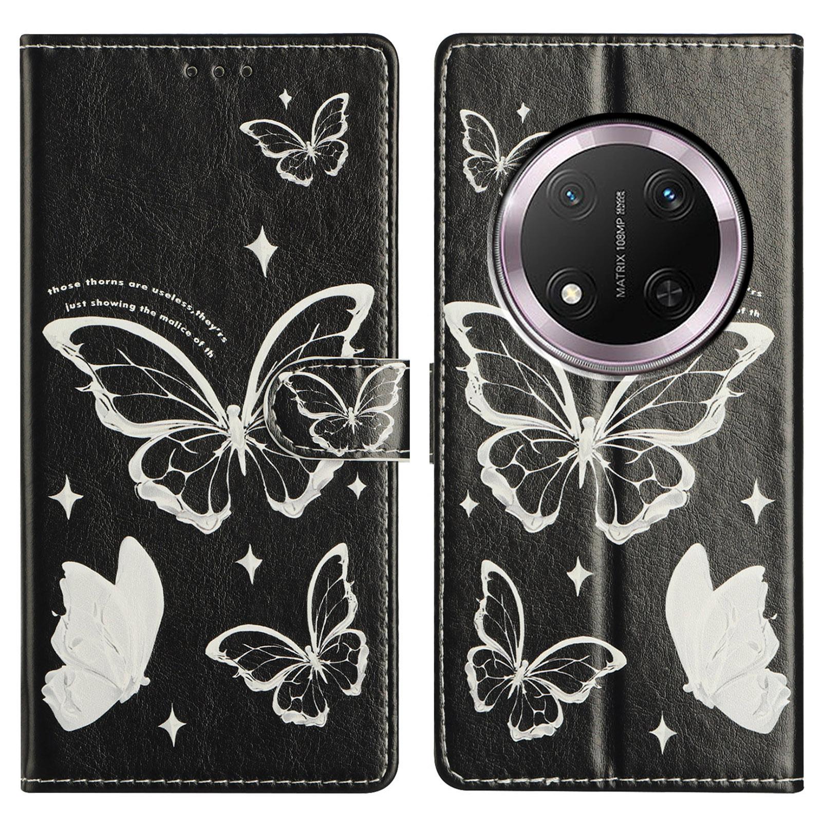 

Phone Case for Honor Magic7 Lite 5G/X9c 5G/X60 Pro 5G Wallet PU Leather Flip Cover with Stand Painted Design Butterfly