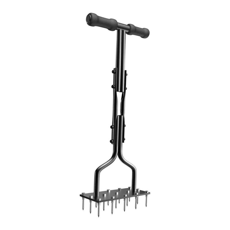 Lawn Aerator Spike Manual Tool with 15 Iron Spikes 2 In 1 Grass Soil Aeration Tool for Lawn Air Aerator Garden & A Cleaning Tool