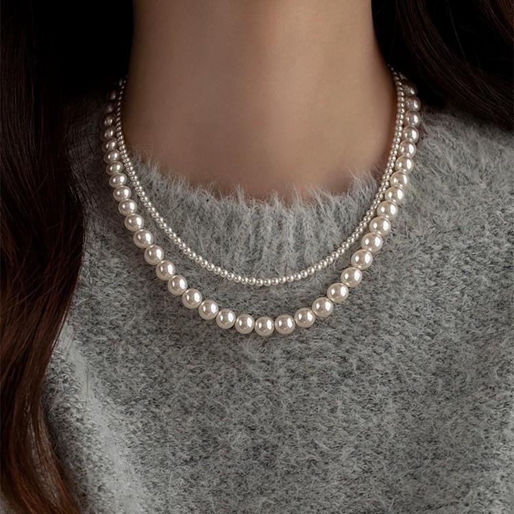 Vintage Style Simple Imitation Pearl Necklace for Man Chain Choker Neck Temperament Handmade Strand Beads Jewelry Wholesale