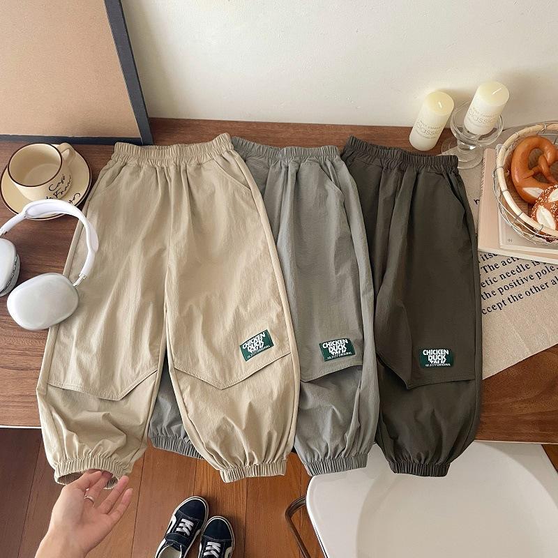 İlkbahar Erkek Çocuk Kargo Jogger Pantolon Kore Tarzı Çocuklar için Günlük Pantolon Bebek 2-8 Yaş Rahat Okul Kıyafeti