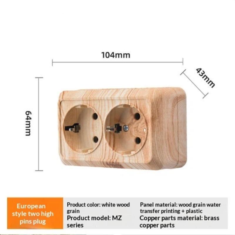 1Pcs Wall Mounted 1 Gang 1 Way Spray Plastic On/Off Wood Eu Standard Button Light Switch Flame Retardant Classic Surface Switch