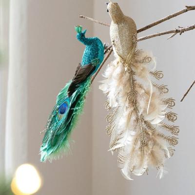 Feather Decoration Lifelike Ornament Peacock Christmas Bauble