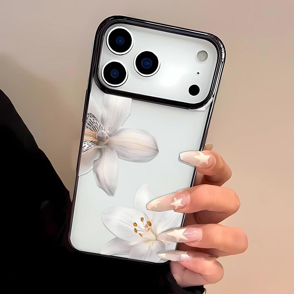 Three White Flowers Phone Case For iPhone 17 Air 16 14 15 Pro Plus 13 12 11 Pro Max 16e Shockproof Silicone Phone Cover Fundas