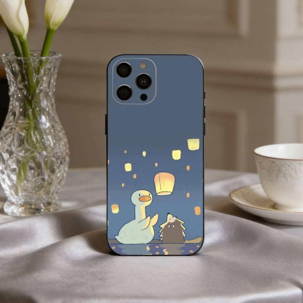 Cute D-Doubao D-Duck Phone Case For iPhone 17,16,15,14,13,12,11 Plus,Pro Max,XS,Soft Silicone Black Cover