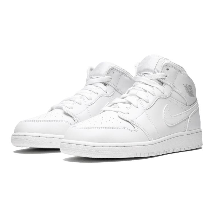 New Jordan 1 Retro Mid GS Triple White 554725-104