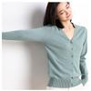 Women's Solid Color Fashion V-neck High-end Knitted Cardigan Short Style, 2025 Spring and Autumn New Women's Korean Long-sleeved Top