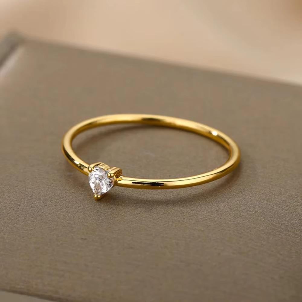 

Clear Zircon Heart Charms Ring For Women Minimalism Love Gold/Silver Color Thin Ring Gifts For Girlfriend Daily Wear Jewelry