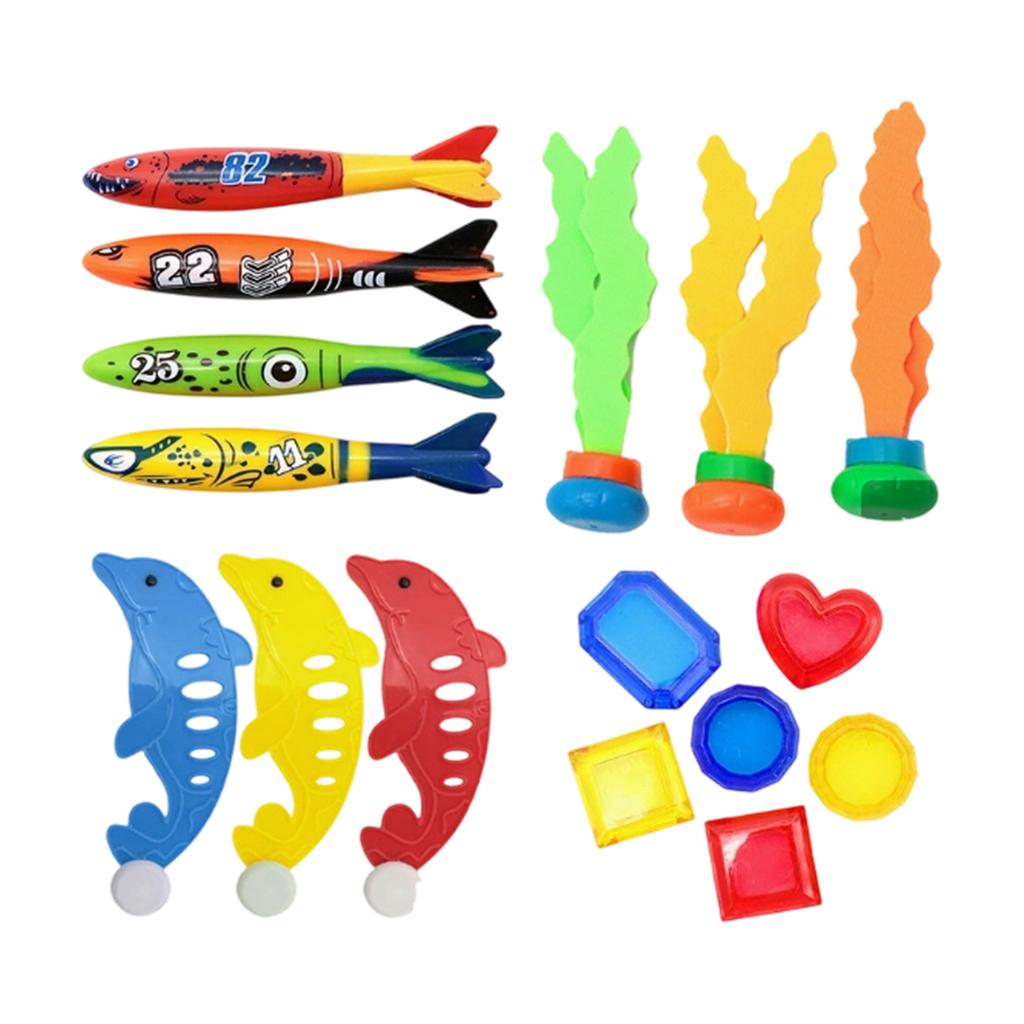 Kids' Diving Toys Set: Swimming Pool Dive Torpedoes, Water Rings, And Diamonds
