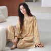 Woven cotton gauze pajamas women's spring and autumn pure cotton long-sleeved 1011 new autumn 100% cotton V-neck loungewear
