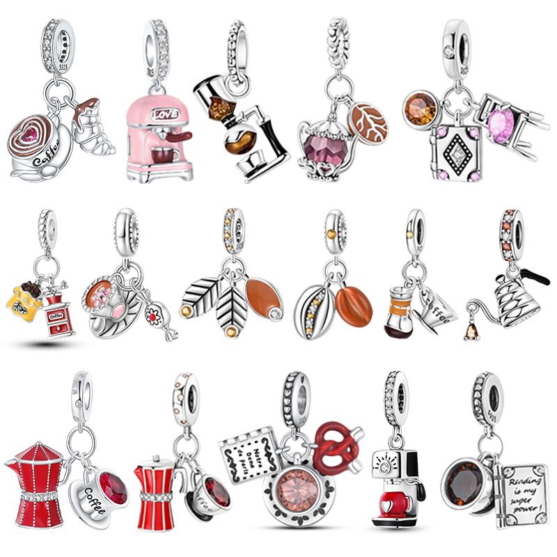 Copper Craft Can Be Opened Notebook Computer Beads Coffee Cup Pendants Beads Fit Bracelet Jewellery Handmade Making Women
