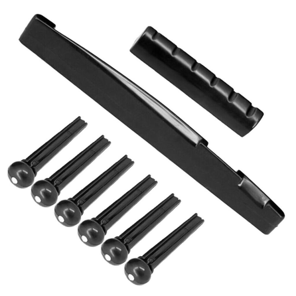 Acoustic Folk Guitar Accessories Kit Including Bridge Pins + Guitar Nuts + Celluloid Picks + Guitar Pick Holders +