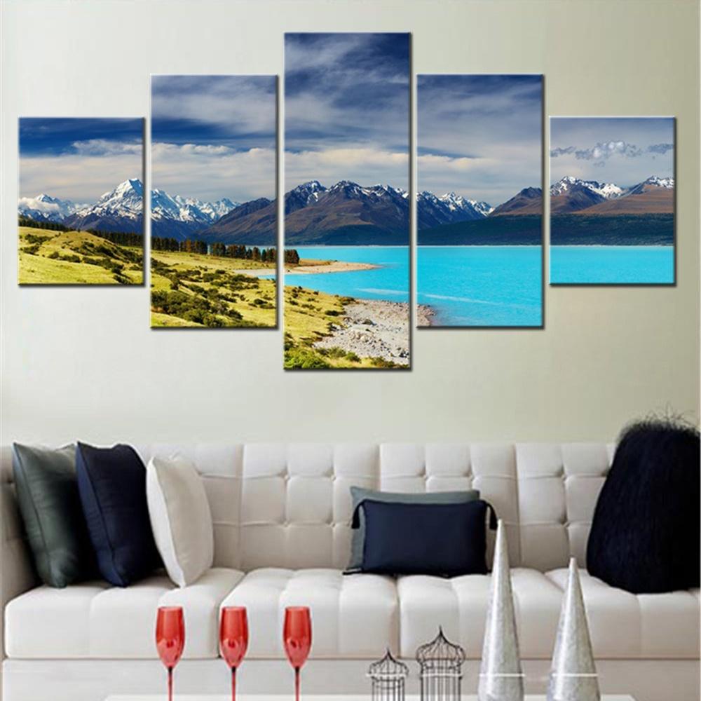 

5 Pieces Canvas Wall Arts Poster Painting New Zealand Nuture Wallpaper HD Modular Home Decor Picture Print Living Room Mural 20x35 20x45 20x55cm