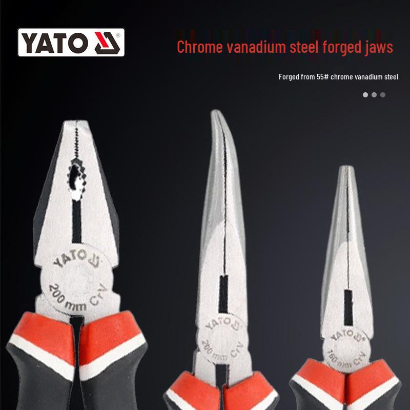YATO Industrial Needle Nose & Diagonal Cutting Pliers Combo with Wire Strippers