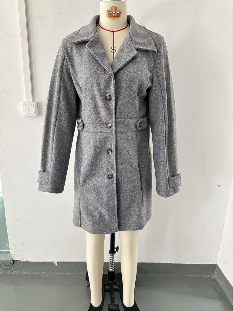 Abrigo de Lana Elegante de Longitud Media con Solapa y Diseño Entallado Cross2025 Otoño/Invierno