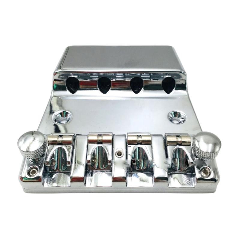 4 String Electric Bass Guitar Bridge Hard Tail Fixed Bass Guitar Bridge Roller Saddles Bridge for Bass Guitar Part