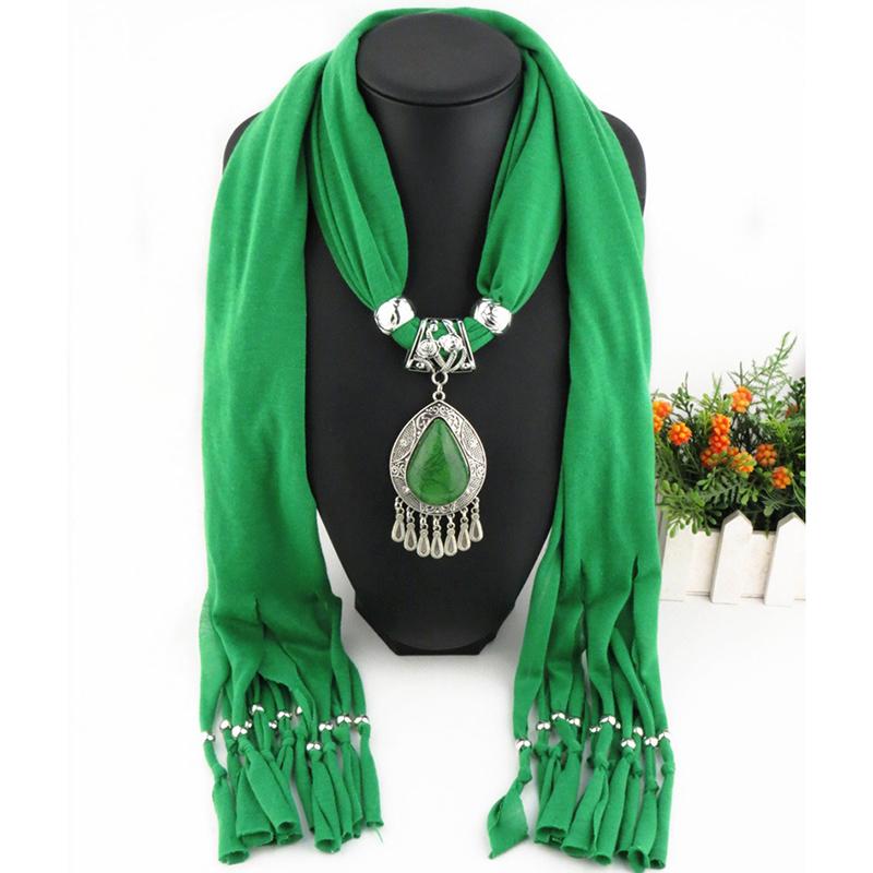 Elegant Polyester Scarf with Teardrop Pendant & Tassels – Women’s Stylish Solid Color Fashion Accessory