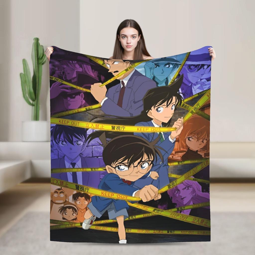 Vintage 90s Detective Conan Anime Blanket Kuroba Kaito Fuzzy Vintage Soft Throw Blankets Bedding Lounge Spring/Autumn Outdoor