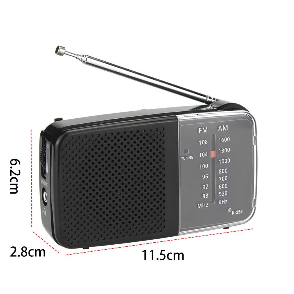 AM/FM Radio with Speaker Portable Radio with Strap Battery Powered Radio Telescopic Antenna for Emergency