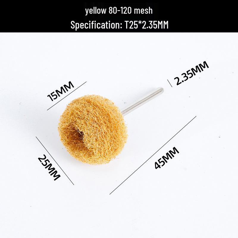 

Mini T-Shaped Nylon Scouring Pad: 2.35/3mm Shank, Rust Removal & Metal Polishing Brush.
