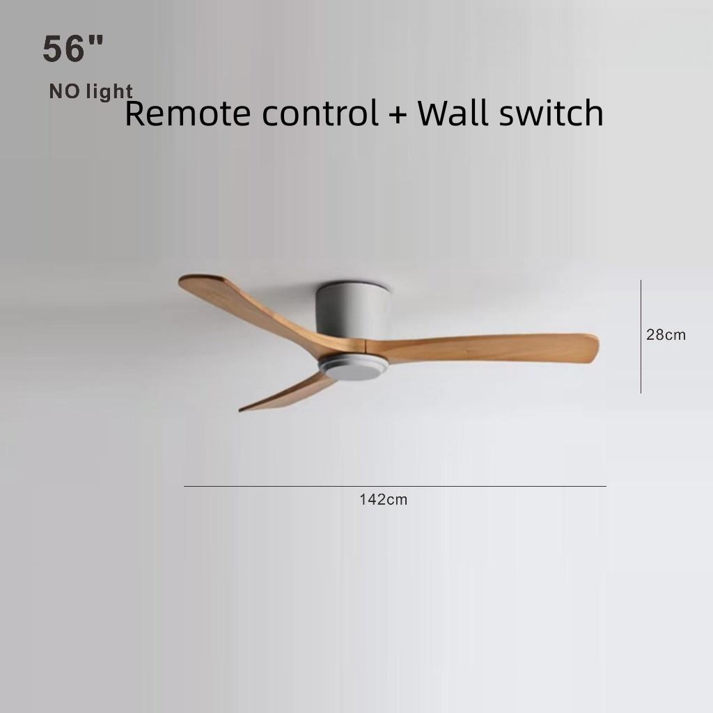 Living Room Bedroom Solid Wood Ceiling Fan Creative Villa Hotel Decoration Fan Nordic Minimalist Variable Frequency Fan