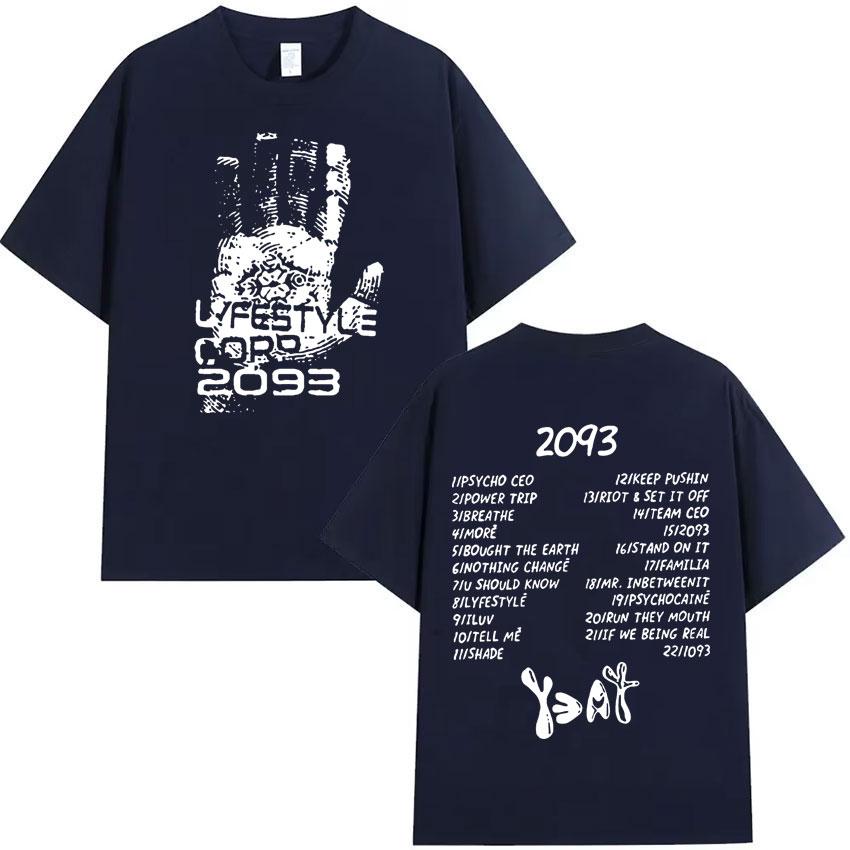 Rapper Yeat 2093 Musik Grafikdruck T-Shirt Herrenmode Hohe Qualität Lässig Baumwolle Kurze Ärmel Sommer Übergroß Y2K T-Shirts