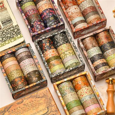 Fleurs Washi Tape Plante Bricolage Vintage Vent Fita Adhésif Rubans De Masquage Décoration 12 Pièces Washitapes Ensemble Matériel Autocollants Kawaii