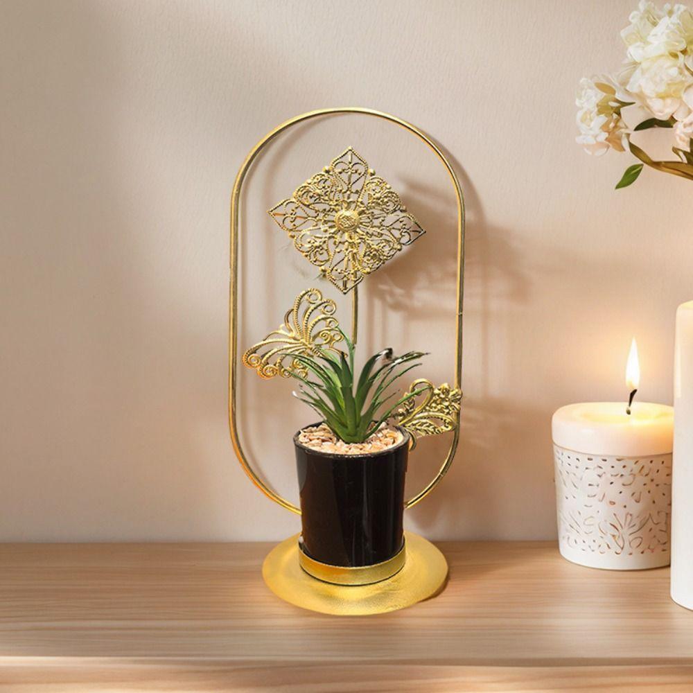 Creative Design Metal Potted Ornaments Glass Flower Pot Artificial Succulent  Living Room