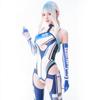 Sexy Shiny Race Queen Costume with Arm Covers and Simple Full Body Costume for Women and Cosplay Costume LOST-G Gloves, Adults, Swimsuit, (M, WHITE)