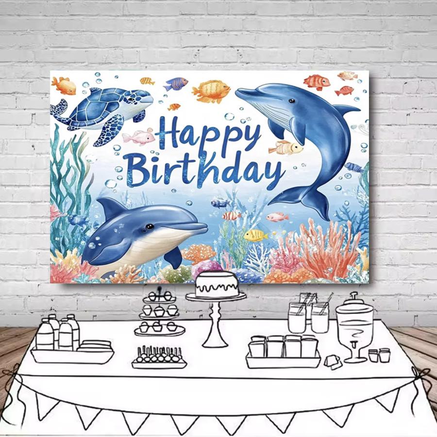Marine Life Exploration Ocean Theme Series Birthday Party Decoration Background Cloth Gift Underwater Banner Photography Studio