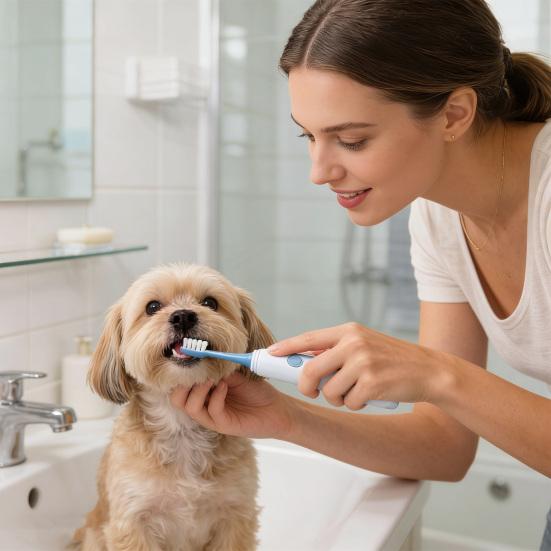 Pet Toothbrush with Travel Case Soft Silicone Brush for Dogs Cats Dual-Sided Ergonomic Removes Bad Breath Essential Oral Care Kit
