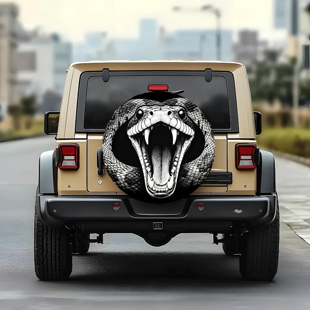 Fierce Cobra Snake Head Spare Tire Cover Waterproof Durable Polyester Protector for SUV RV