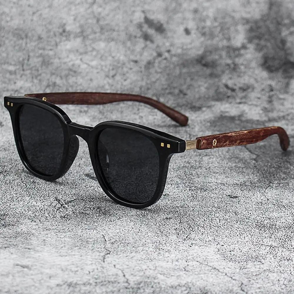 Trendy Wood Grain Sunglasses UV385 Protection Retro Eyewear for Men Women Outdoor Cycling Street Photography Glasses