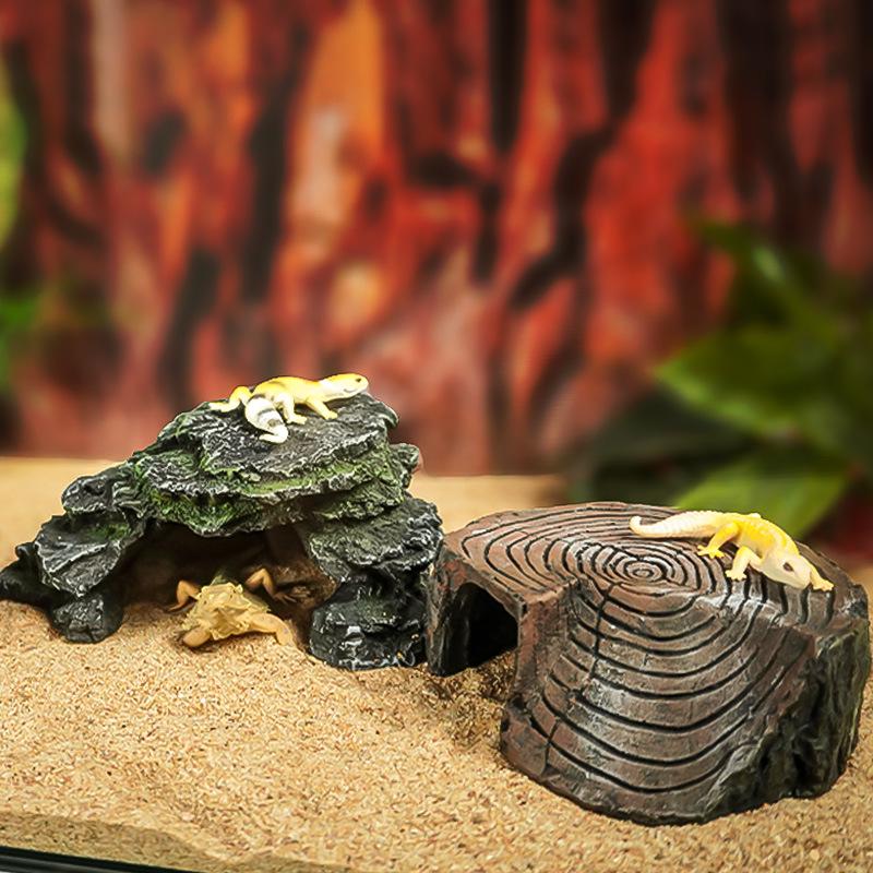 Sonnendeck & Kletterplattform für Schildkrötenbecken mit Steigung und Reptilienhöhlen-Ornament