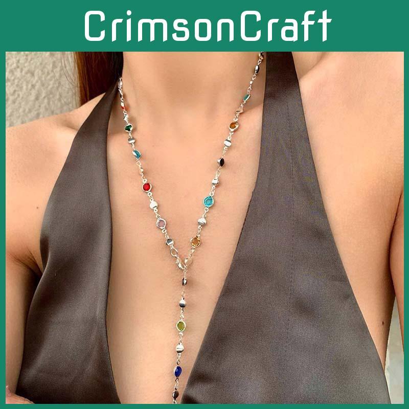 Długie Stylowe Damskie Naszyjniki z Wisiorkami z Kolorowego Kryształu i Stopu do Noszenia na Co Dzień