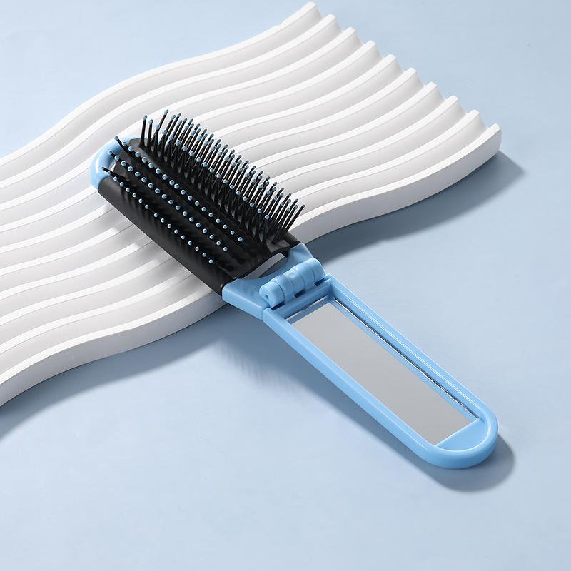 

Портативная дорожная складная расческа Антистатическая массажная расческа с зеркалом Для укладки волос девочек Маленькая складная щетка Специальная для париков из натуральных волос