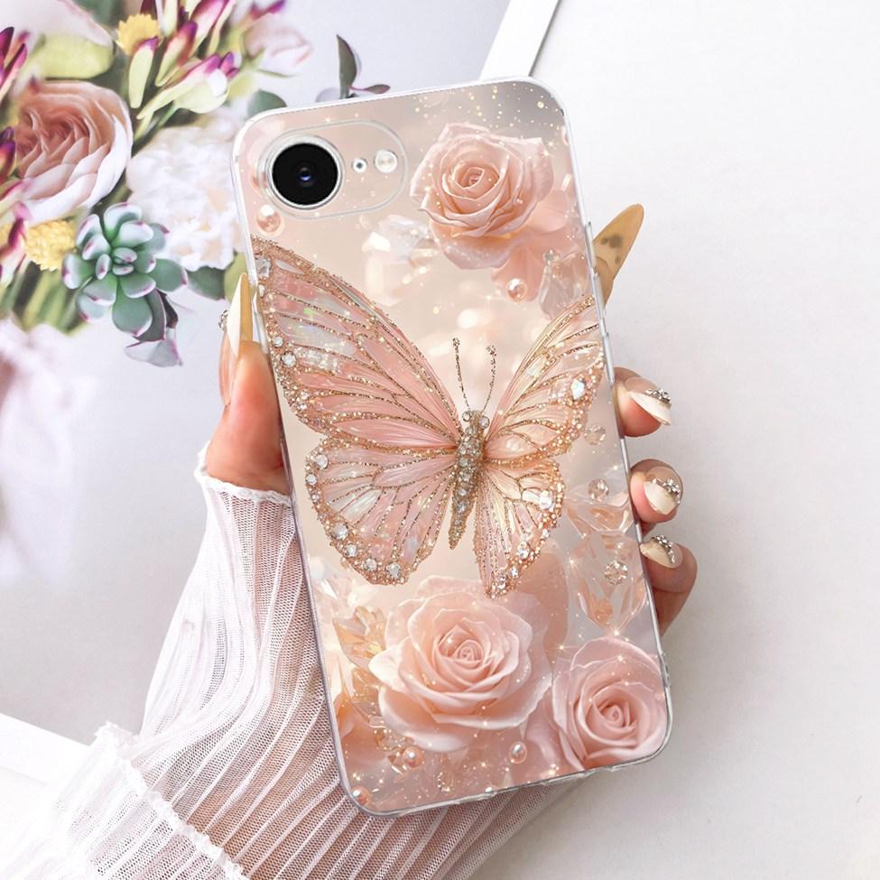 Transparent Cover For iPhone 16e Case Cute Kawaii Fashion Butterfly Funny Painted Casing A3212 A3409 A3410 A3408
