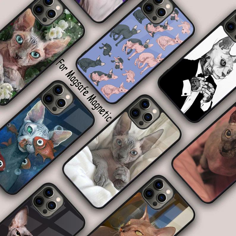 Sphinx Cat Printing Drawing Magnetic Phone Case For APPLE iPhone 17 Air 16 14 13 12 Pro Max 15 Plus Wireless MagSafe Cover