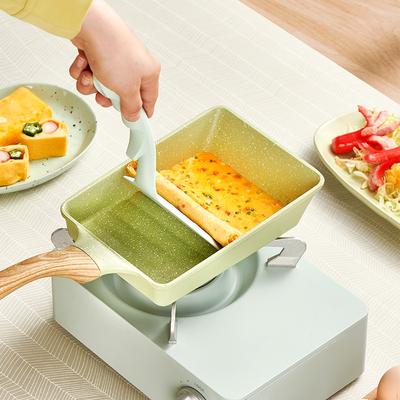 Tamagoyaki Yapışmaz Kızartma Tavası Omlet Yumurta Krep Kahvaltı Tavası Ahşap Saplı Dalga Tencere Mutfak Pişirme Tencereleri Tencere