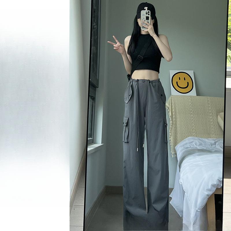 New Spring and Autumn Thin High Waist Wide Legs Straight Casual Simple Fashion American Sweatpants